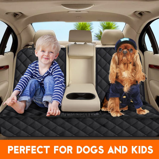 Deluxe Dog Car Seat Cover – Waterproof, Heavy-Duty Backseat Protector with Side Flaps. Fits most middle arm rests.