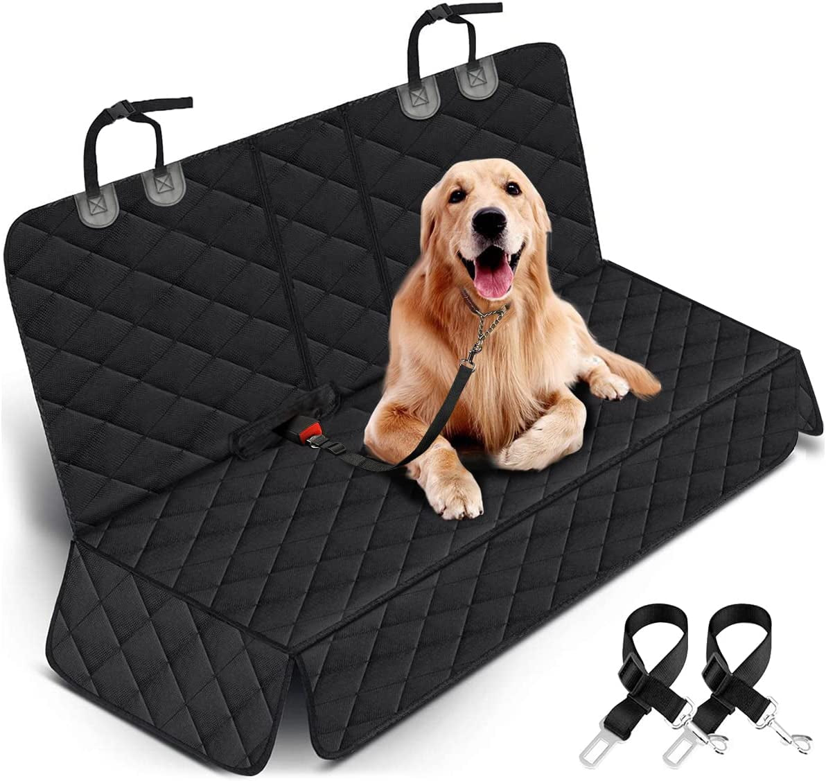Deluxe Dog Car Seat Cover – Waterproof, Heavy-Duty Backseat Protector with Side Flaps. Fits most middle arm rests.