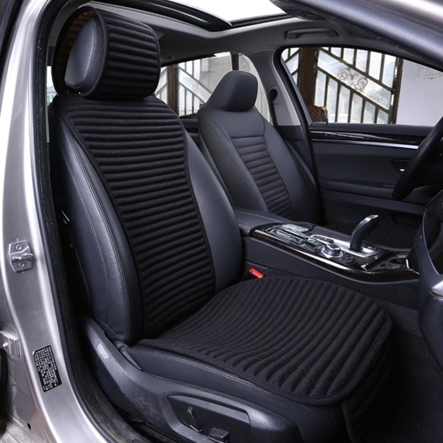 Car Seat Covers,Cloth Cars Seat Covers,Universal Fabric Car Seat Covers,Front Seats Only Air Bag Compatible,Cooling Car Seat Protector,Buckwheat Hull Breathable Comfortable Ventilated,Black